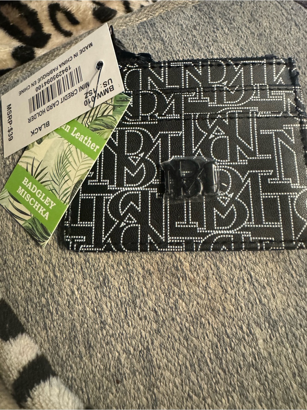 Badgley Mischka Black & White Monogram Card Holder